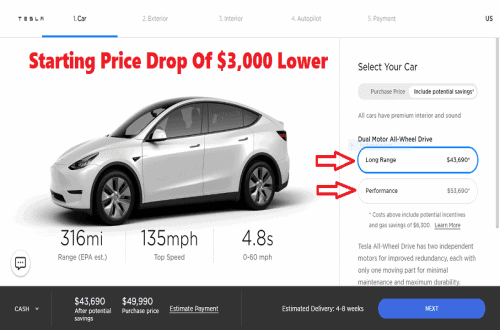 Tesla Model Y Electric SUV Starting Price Drop Of $3,000 Lower Due To COVID-19